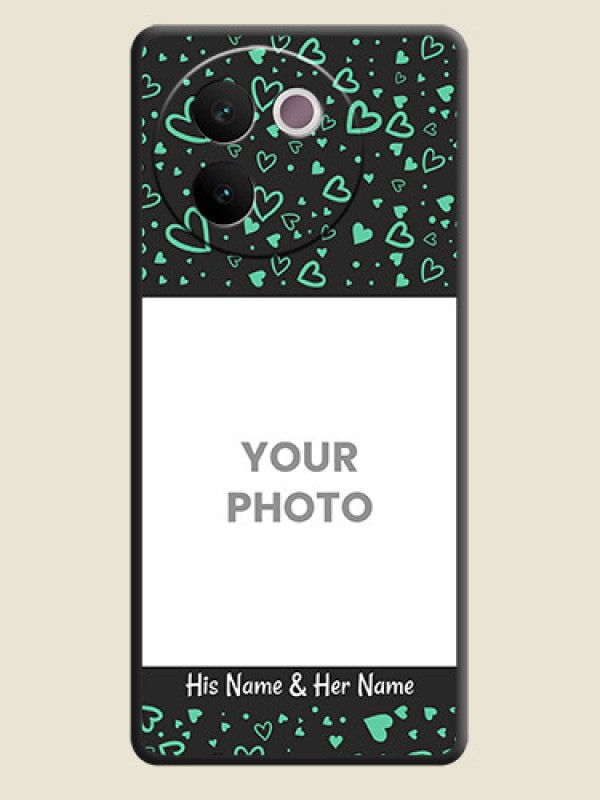 Custom Sea Green Indefinite Love Pattern on Photo On Space Black Custom Soft Matte Mobile Back Cover - Vivo V30e 5G - alternate view