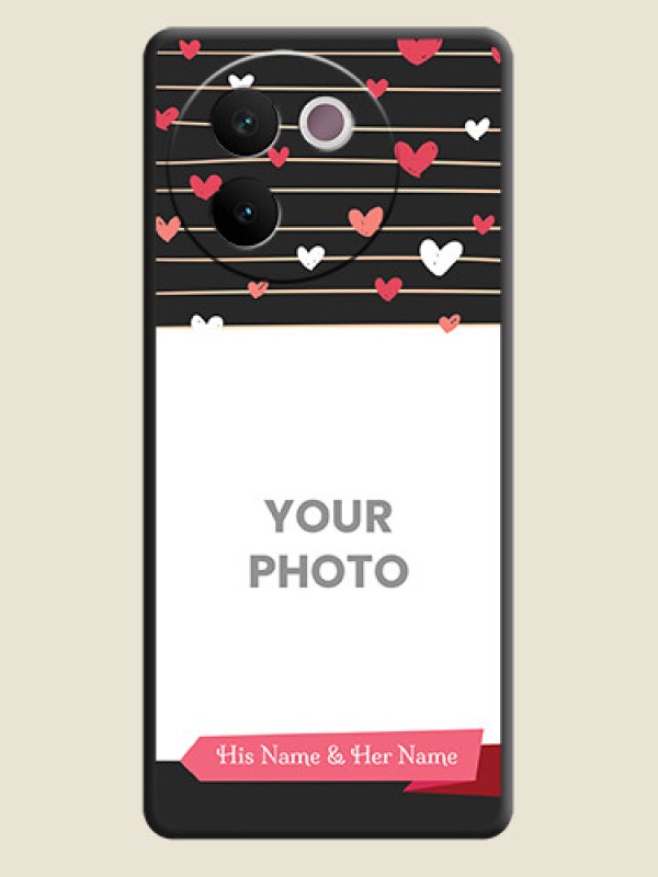 Custom Love Pattern with Name on Pink Ribbon on Photo On Space Black Custom Soft Matte Mobile Back Cover - Vivo V30e 5G - alternate view