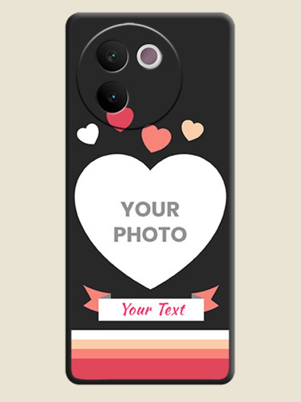 Custom Love Shaped Photo with Colorful Stripes On Space Black Custom Soft Matte Mobile Back Cover - Vivo V30e 5G - alternate view
