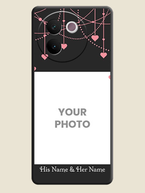 Custom Pink Love Hangings with Text On Space Black Custom Soft Matte Mobile Back Cover - Vivo V30e 5G - alternate view