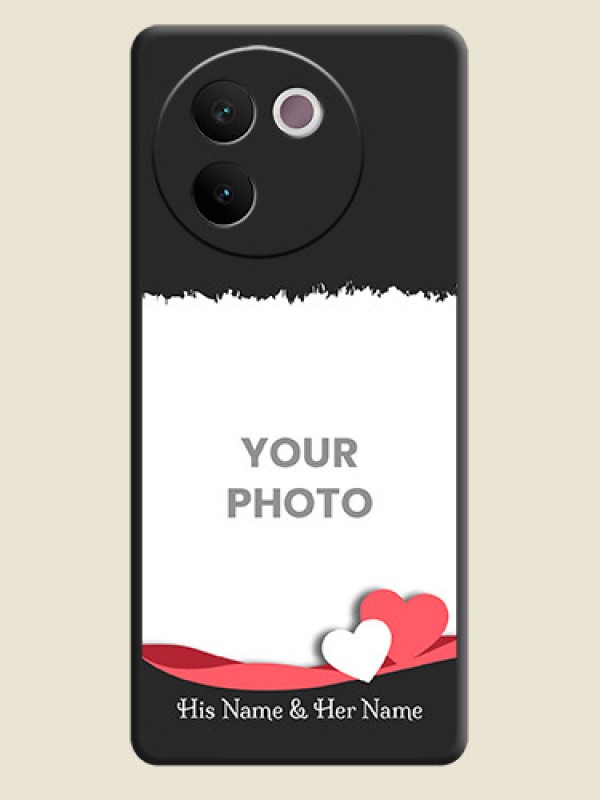 Custom Pin Color Love Shaped Ribbon Design with Text On Space Black Custom Soft Matte Mobile Back Cover - Vivo V30e 5G - alternate view
