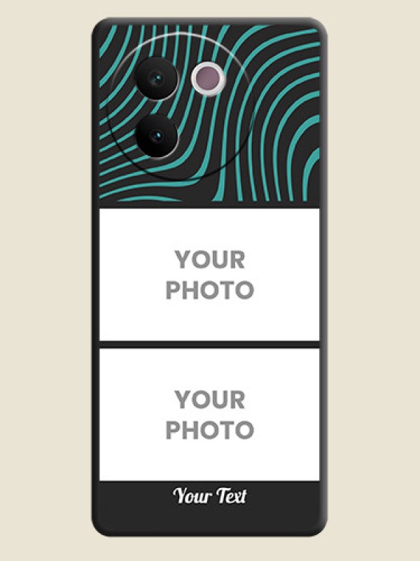 Custom Wave Pattern with 2 Image Holder On Space Black Custom Soft Matte Mobile Back Cover - Vivo V30e 5G - alternate view