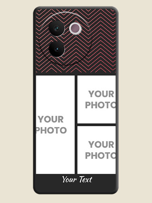 Custom Wave Pattern with 3 Image Holder On Space Black Custom Soft Matte Mobile Back Cover - Vivo V30e 5G - alternate view