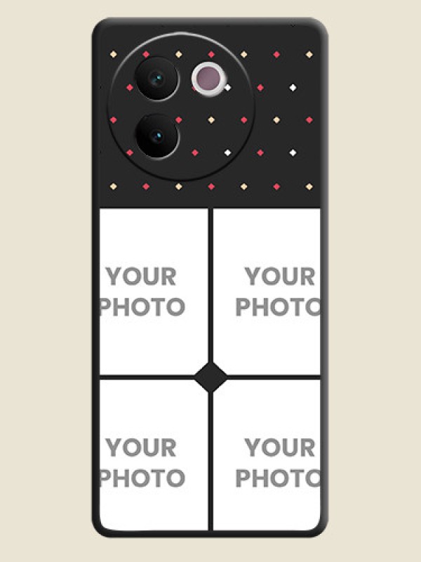 Custom Multicolor Dotted Pattern with 4 Image Holder On Space Black Custom Soft Matte Mobile Back Cover - Vivo V30e 5G - alternate view
