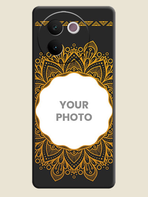 Custom Round Image with Floral Design On Space Black Custom Soft Matte Mobile Back Cover - Vivo V30e 5G - alternate view