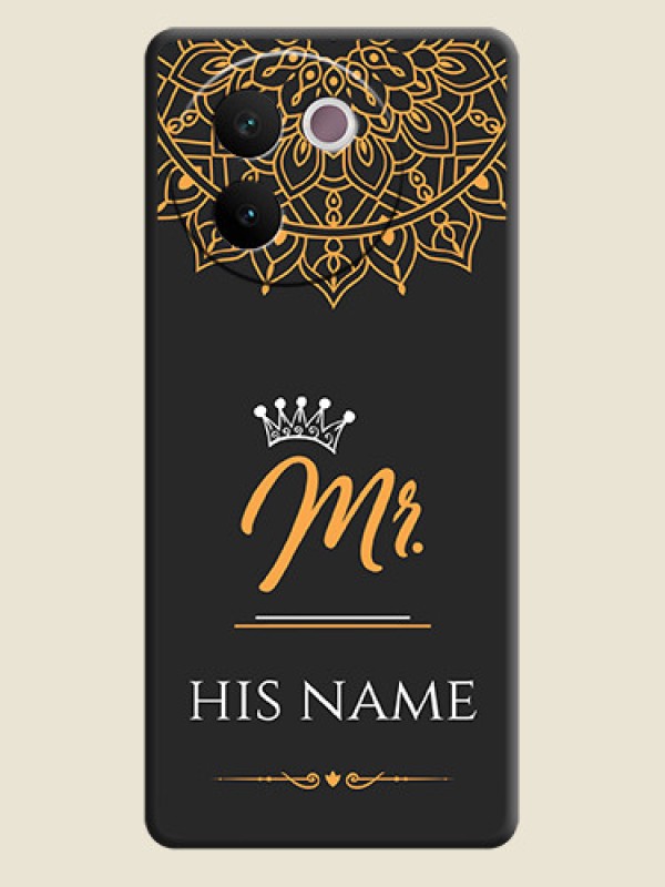 Custom Mr Name with Floral Design On Space Black Custom Soft Matte Mobile Back Cover - Vivo V30e 5G - alternate view