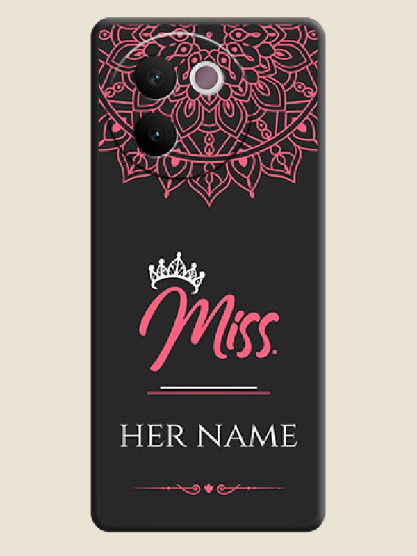 Custom Mrs Name with Floral Design On Space Black Custom Soft Matte Mobile Back Cover - Vivo V30e 5G - alternate view