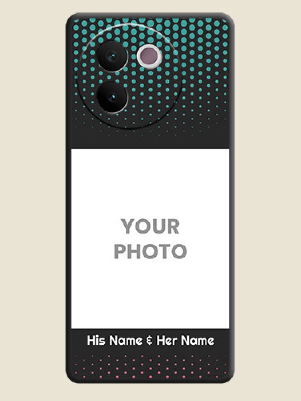 Custom Faded Dots with Grunge Photo Frame and Text On Space Black Custom Soft Matte Mobile Back Cover - Vivo V30e 5G - alternate view
