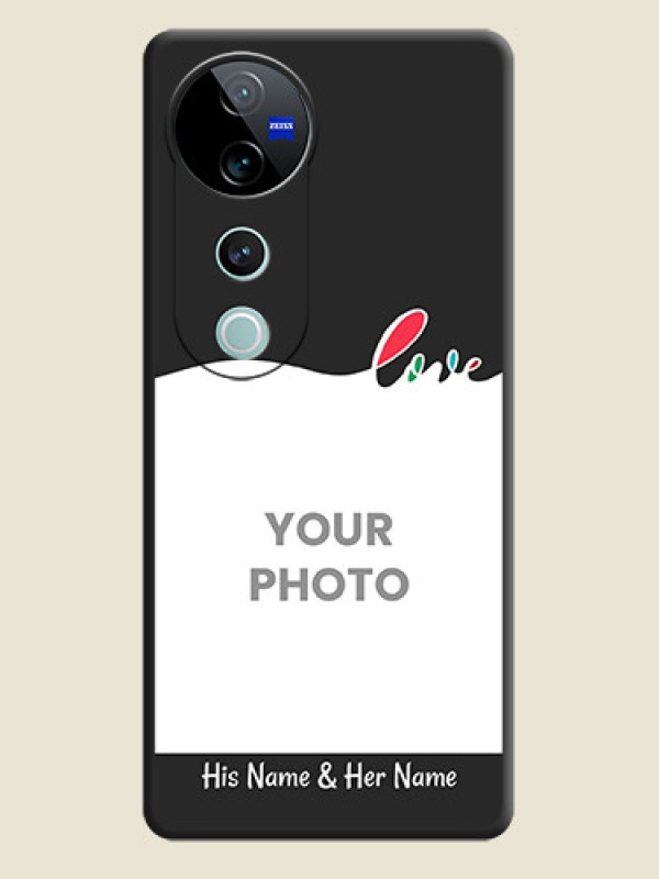 Custom Fall in Love Pattern with Picture on Photo On Space Black Custom Soft Matte Mobile Back Cover - Vivo V40 Pro 5G - alternate view