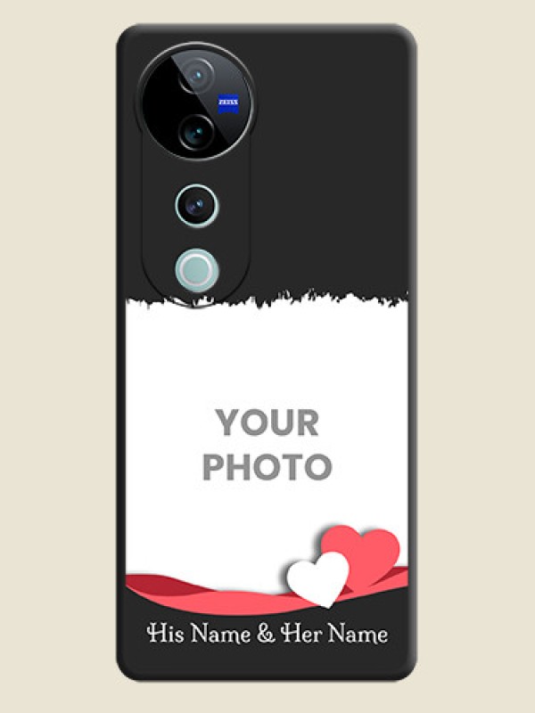 Custom Pin Color Love Shaped Ribbon Design with Text On Space Black Custom Soft Matte Mobile Back Cover - Vivo V40 Pro 5G - alternate view