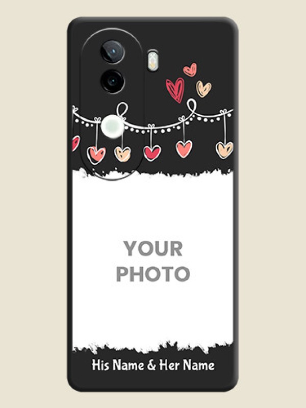 Custom Pink Love Hangings with Name On Space Black Custom Soft Matte Mobile Back Cover - Vivo V40e 5G - alternate view