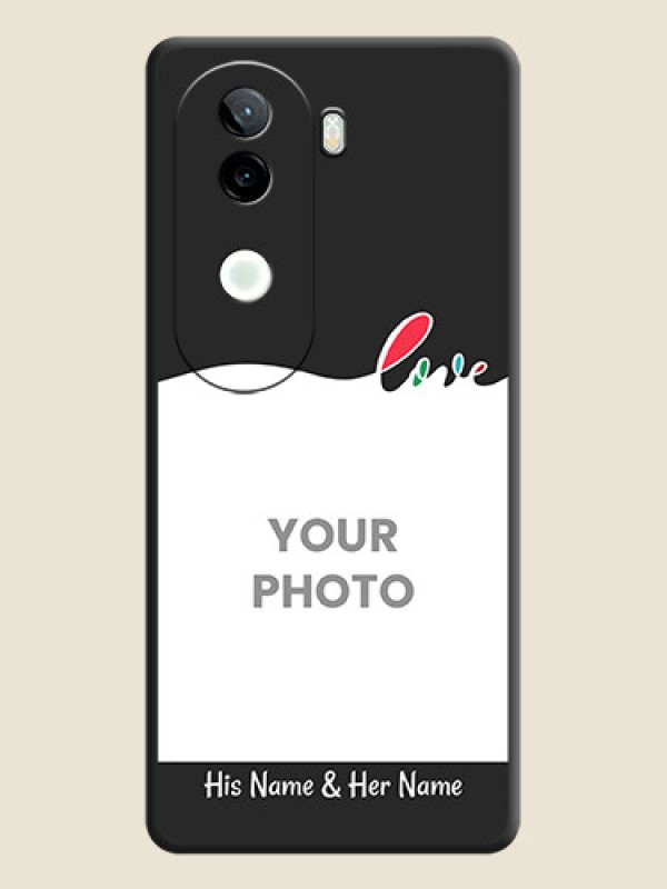 Custom Fall in Love Pattern with Picture on Photo On Space Black Custom Soft Matte Mobile Back Cover - Vivo V40e 5G - alternate view