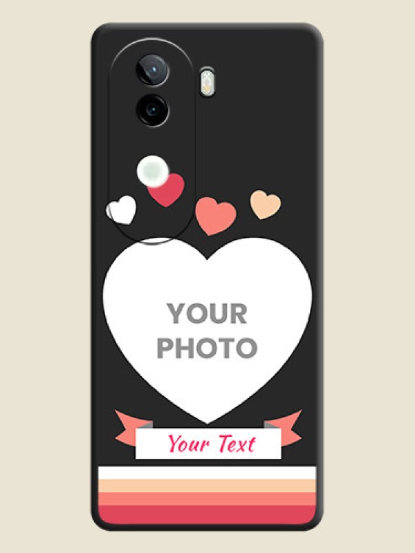 Custom Love Shaped Photo with Colorful Stripes On Space Black Custom Soft Matte Mobile Back Cover - Vivo V40e 5G - alternate view