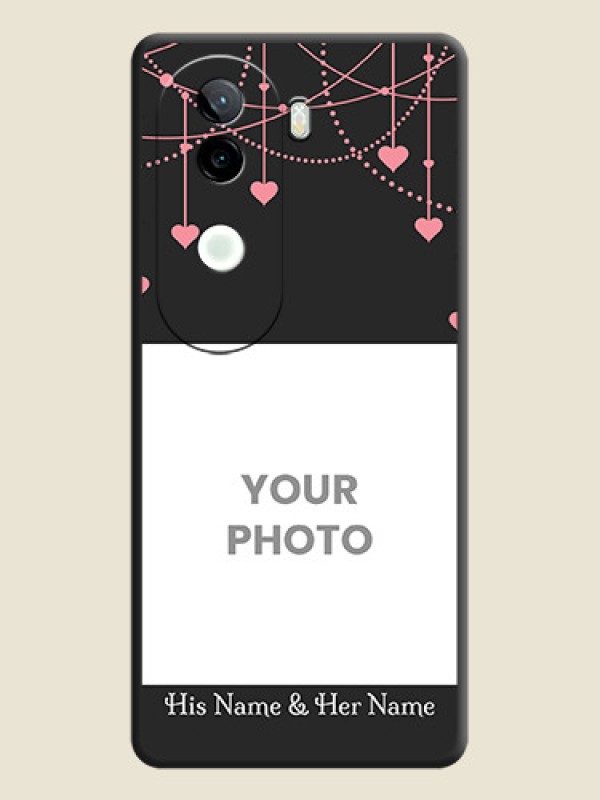 Custom Pink Love Hangings with Text On Space Black Custom Soft Matte Mobile Back Cover - Vivo V40e 5G - alternate view