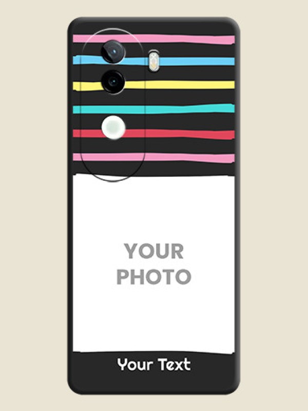 Custom Multicolor Lines with Image On Space Black Custom Soft Matte Mobile Back Cover - Vivo V40e 5G - alternate view