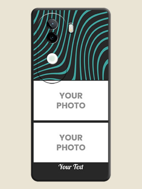 Custom Wave Pattern with 2 Image Holder On Space Black Custom Soft Matte Mobile Back Cover - Vivo V40e 5G - alternate view