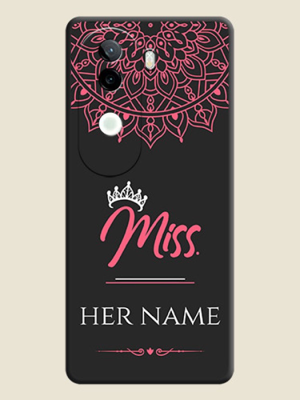 Custom Mrs Name with Floral Design On Space Black Custom Soft Matte Mobile Back Cover - Vivo V40e 5G - alternate view