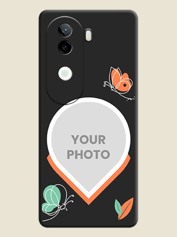 Custom Upload Pic With Simple Butterly Design On Space Black Custom Soft Matte Mobile Back Cover - Vivo V40e 5G - alternate view