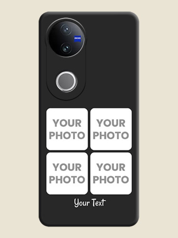 Custom Floral Art with 6 Image Holder on Photo On Space Black Custom Soft Matte Mobile Back Cover - Vivo V50 5G - alternate view