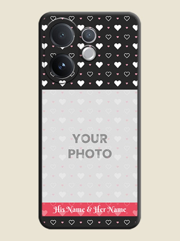 Custom White Color Love Symbols with Text Design on Photo On Space Black Custom Soft Matte Mobile Back Cover - Vivo V60 5G - alternate view