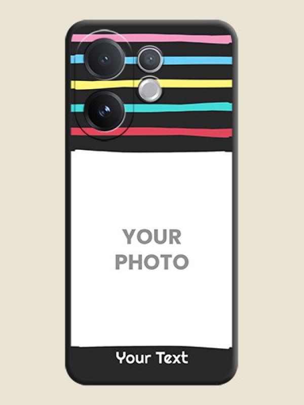 Custom Multicolor Lines with Image On Space Black Custom Soft Matte Mobile Back Cover - Vivo V60 5G - alternate view
