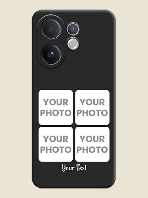 Custom Floral Art with 6 Image Holder on Photo On Space Black Custom Soft Matte Mobile Back Cover - Vivo V60 5G - alternate view