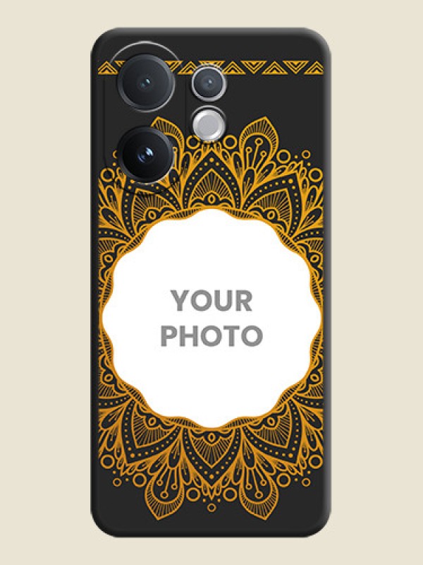 Custom Round Image with Floral Design On Space Black Custom Soft Matte Mobile Back Cover - Vivo V60 5G - alternate view