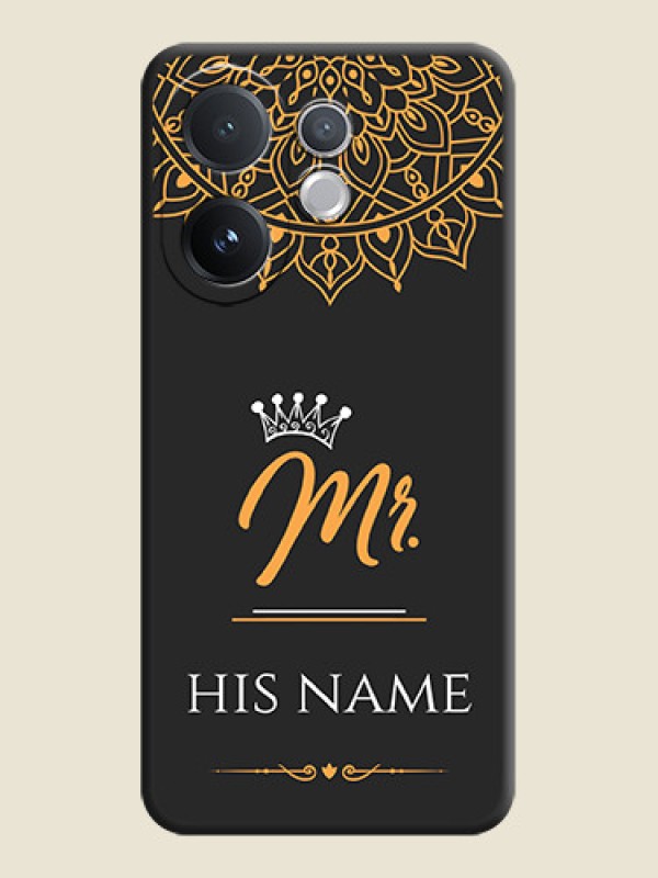 Custom Mr Name with Floral Design On Space Black Custom Soft Matte Mobile Back Cover - Vivo V60 5G - alternate view