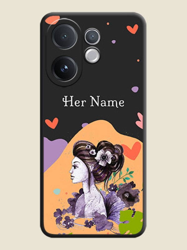 Custom Namecase For Her With Fancy Lady Image On Space Black Custom Soft Matte Mobile Back Cover - Vivo V60 5G - alternate view