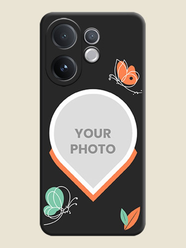 Custom Upload Pic With Simple Butterly Design On Space Black Custom Soft Matte Mobile Back Cover - Vivo V60 5G - alternate view