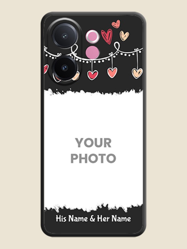 Custom Pink Love Hangings with Name On Space Black Custom Soft Matte Mobile Back Cover - Vivo V60e 5G - alternate view