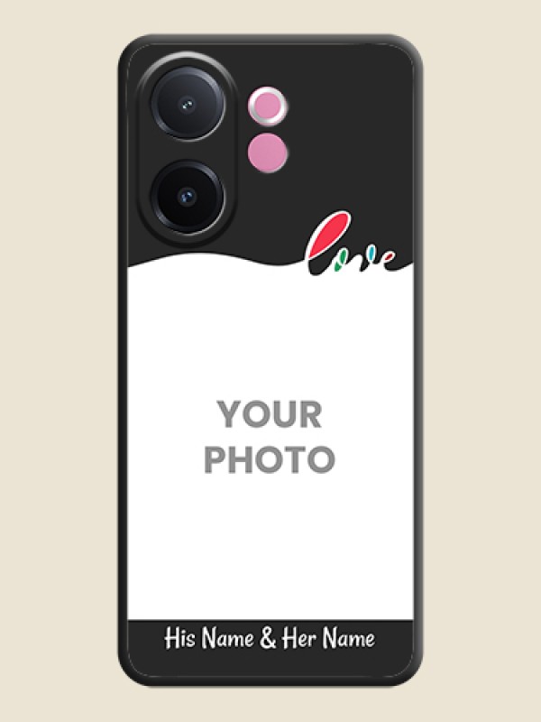 Custom Fall in Love Pattern with Picture on Photo On Space Black Custom Soft Matte Mobile Back Cover - Vivo V60e 5G - alternate view