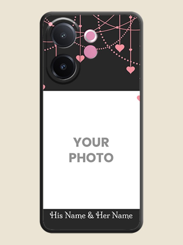 Custom Pink Love Hangings with Text On Space Black Custom Soft Matte Mobile Back Cover - Vivo V60e 5G - alternate view