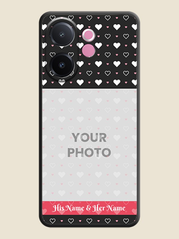 Custom White Color Love Symbols with Text Design on Photo On Space Black Custom Soft Matte Mobile Back Cover - Vivo V60e 5G - alternate view