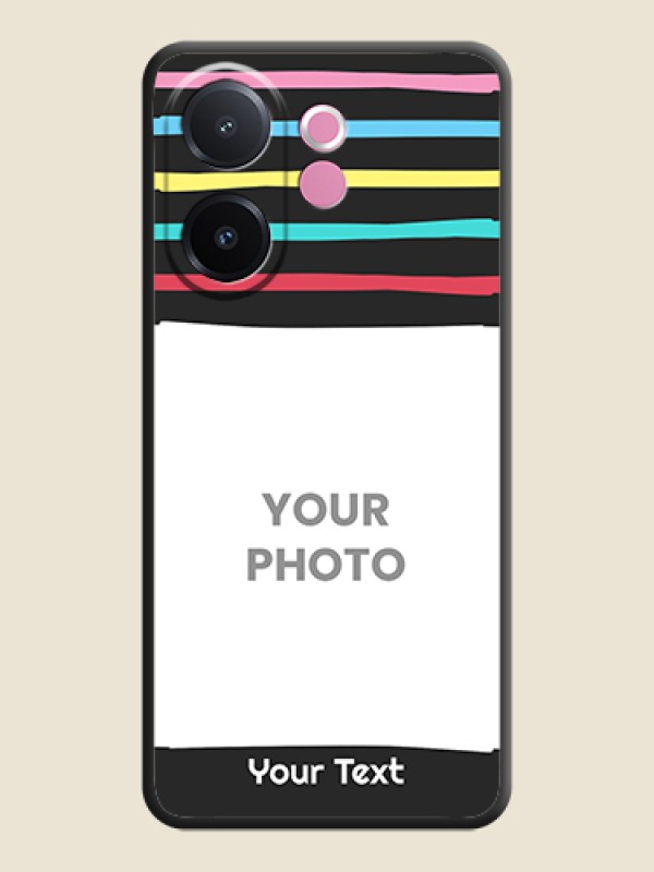 Custom Multicolor Lines with Image On Space Black Custom Soft Matte Mobile Back Cover - Vivo V60e 5G - alternate view