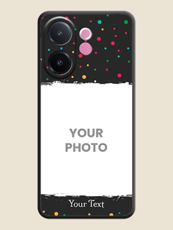 Custom Multicolor Dotted Pattern with Text On Space Black Custom Soft Matte Mobile Back Cover - Vivo V60e 5G - alternate view