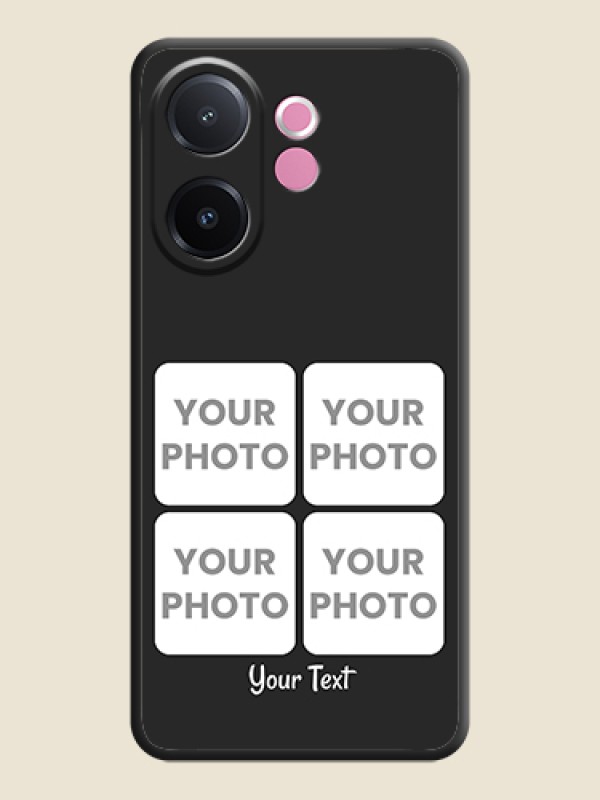 Custom Floral Art with 6 Image Holder on Photo On Space Black Custom Soft Matte Mobile Back Cover - Vivo V60e 5G - alternate view