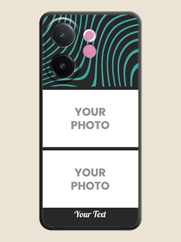 Custom Wave Pattern with 2 Image Holder On Space Black Custom Soft Matte Mobile Back Cover - Vivo V60e 5G - alternate view