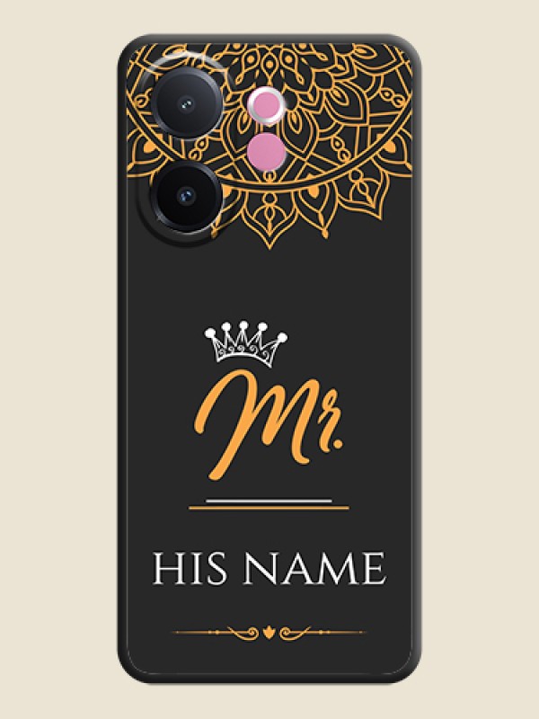 Custom Mr Name with Floral Design On Space Black Custom Soft Matte Mobile Back Cover - Vivo V60e 5G - alternate view