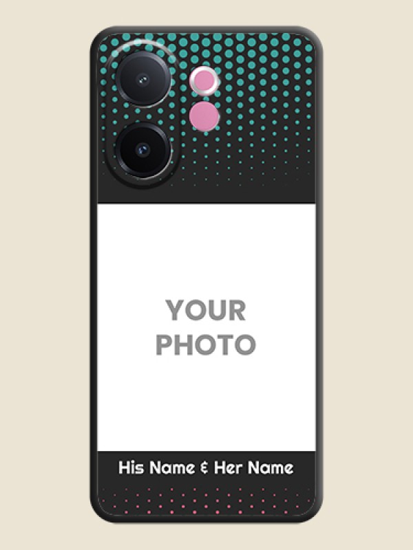 Custom Faded Dots with Grunge Photo Frame and Text On Space Black Custom Soft Matte Mobile Back Cover - Vivo V60e 5G - alternate view