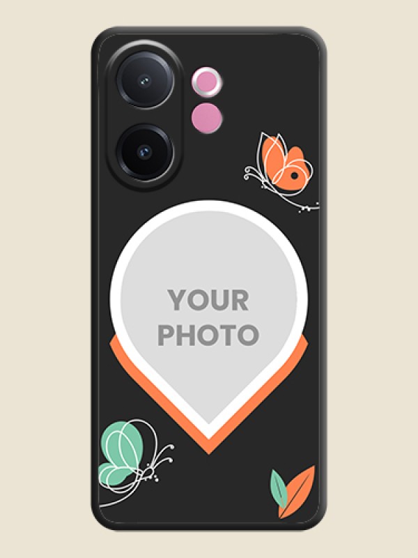 Custom Upload Pic With Simple Butterly Design On Space Black Custom Soft Matte Mobile Back Cover - Vivo V60e 5G - alternate view