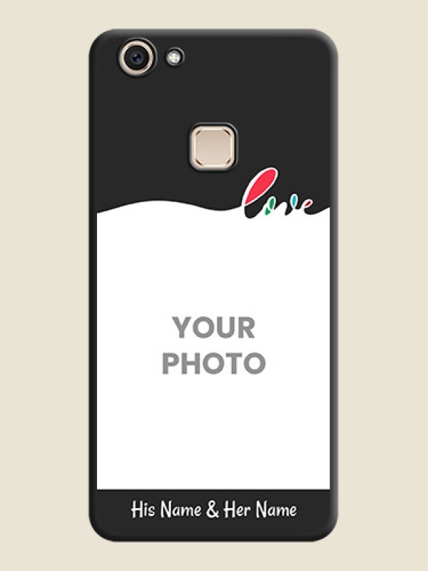 Custom Fall in Love Pattern with Picture on Photo On Space Black Custom Soft Matte Mobile Back Cover - Vivo V7 Plus - alternate view