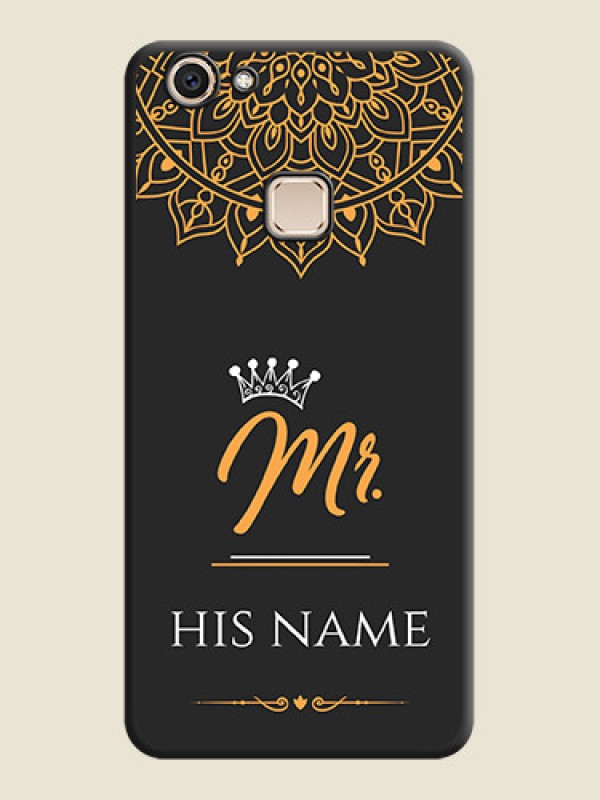 Custom Mr Name with Floral Design On Space Black Custom Soft Matte Mobile Back Cover - Vivo V7 Plus - alternate view