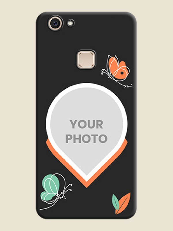 Custom Upload Pic With Simple Butterly Design On Space Black Custom Soft Matte Mobile Back Cover - Vivo V7 Plus - alternate view