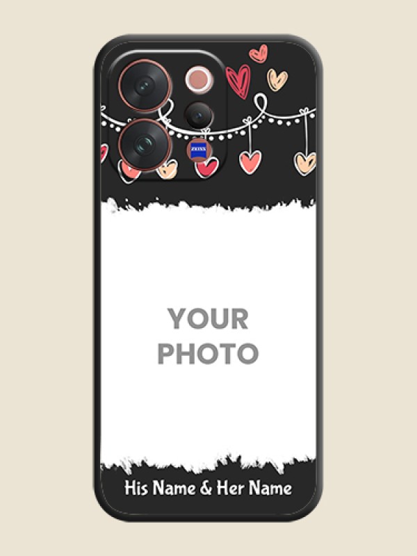 Custom Pink Love Hangings with Name On Space Black Custom Soft Matte Mobile Back Cover - Vivo V70 5G - alternate view