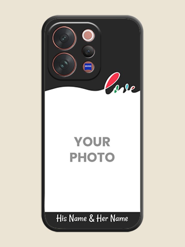 Custom Fall in Love Pattern with Picture on Photo On Space Black Custom Soft Matte Mobile Back Cover - Vivo V70 5G - alternate view