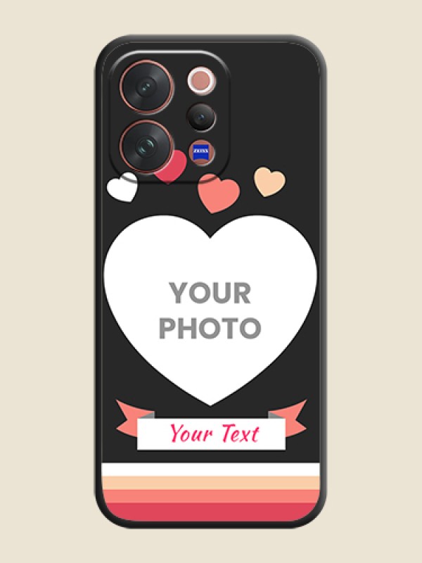 Custom Love Shaped Photo with Colorful Stripes On Space Black Custom Soft Matte Mobile Back Cover - Vivo V70 5G - alternate view