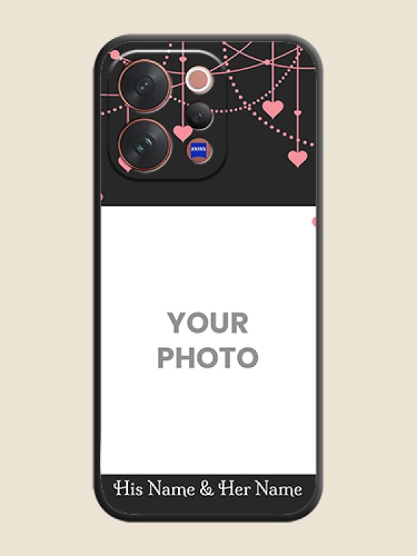 Custom Pink Love Hangings with Text On Space Black Custom Soft Matte Mobile Back Cover - Vivo V70 5G - alternate view