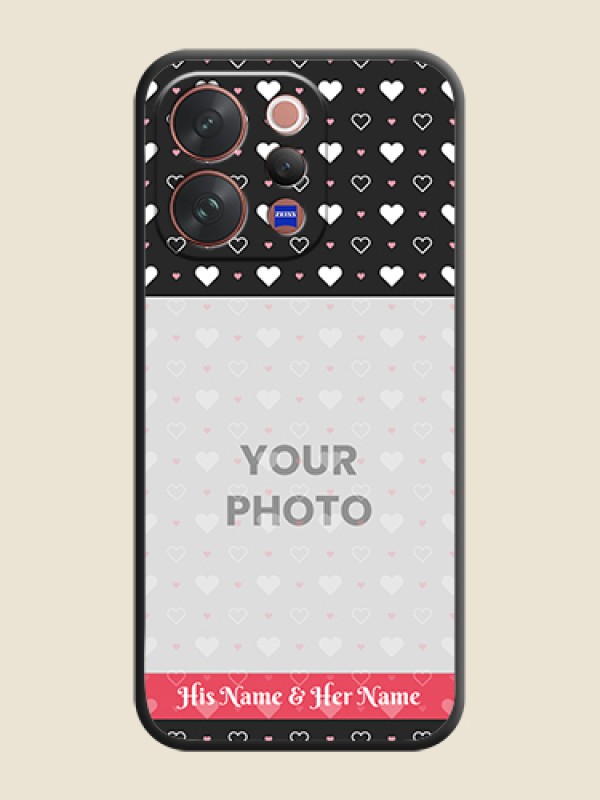 Custom White Color Love Symbols with Text Design on Photo On Space Black Custom Soft Matte Mobile Back Cover - Vivo V70 5G - alternate view