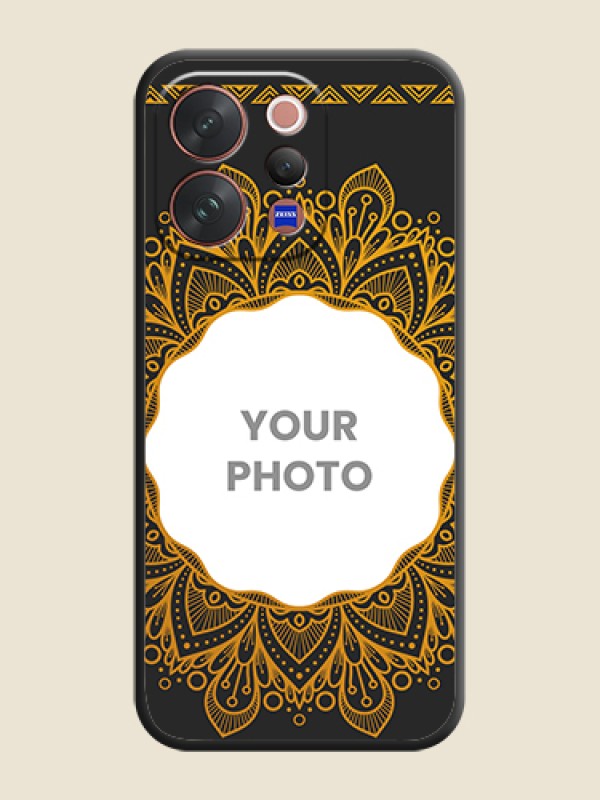 Custom Round Image with Floral Design On Space Black Custom Soft Matte Mobile Back Cover - Vivo V70 5G - alternate view